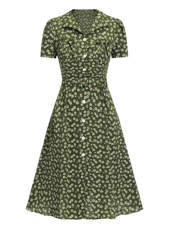 1940s Lapel Buttons Ditsy Floral | 1940s | vintage dress, retro fashion