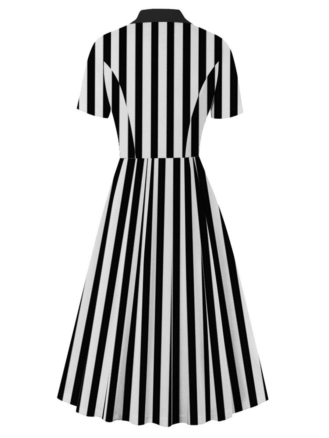 1940s Lapel Double Breasted Black &amp; White Stripes Dress: where 1940s romance meets her modern spirit