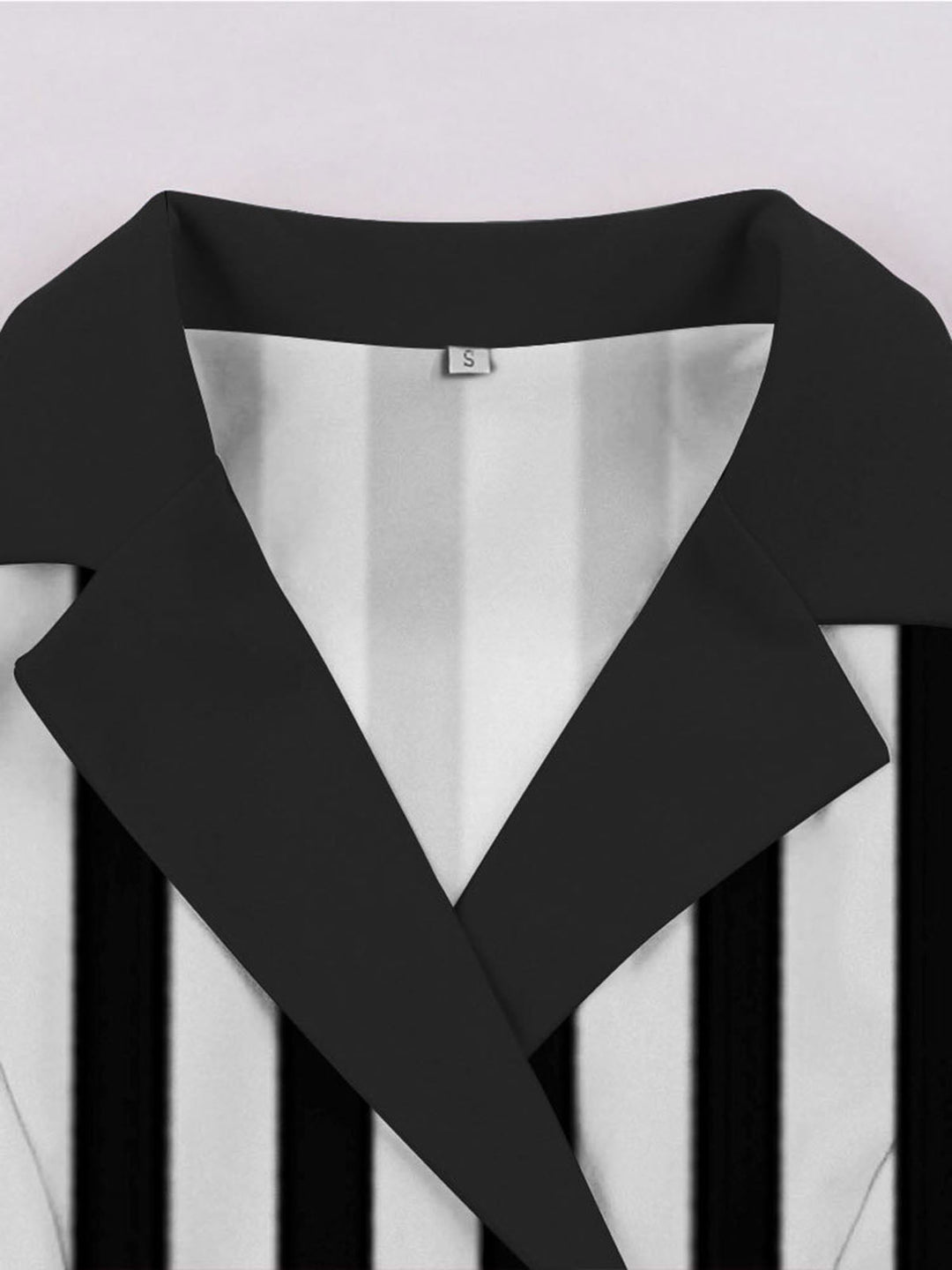 1940s Lapel Double Breasted Black &amp; White Stripes Dress — a 1940s silhouette that turns sidewalks into runways