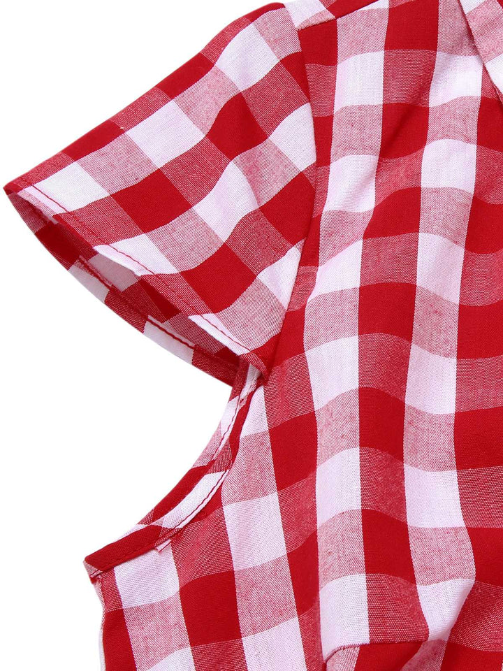 She adds this 1940s Lapel Plaids Belted Romper and suddenly it&