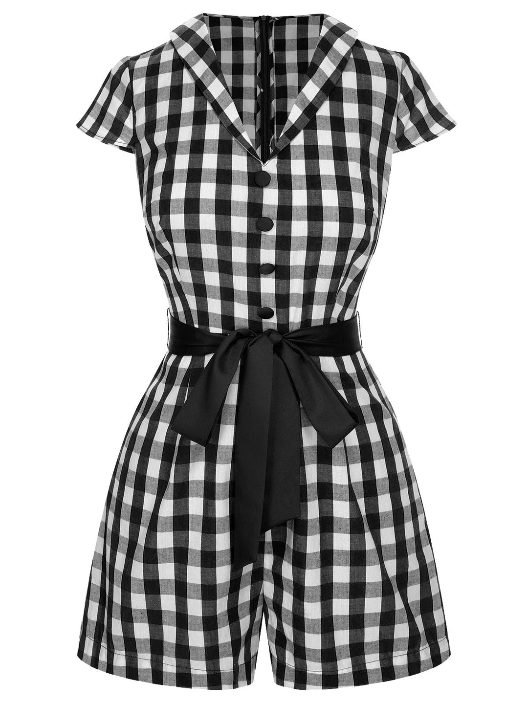 This 1940s Lapel Plaids Belted Romper carries 1940s stories waiting to be told