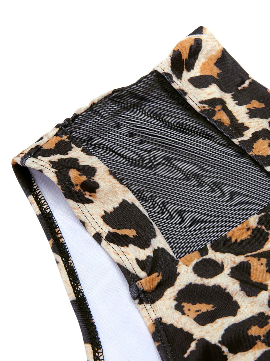 [Plus Size] 1940s Leopard Mesh Patchwork Swimsuit, vintage swimsuit, pin-up swimwear - perfect for women who love vintage and retro fashion