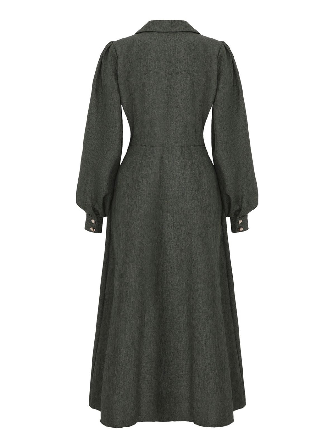 1940s Notched Collar Lantern Sleeve Button Dress - vintage dress, retro fashion