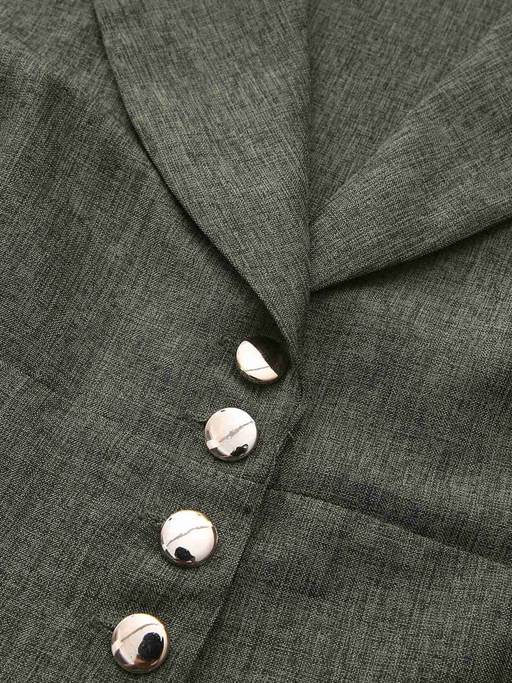 1940s Notched Collar Lantern Sleeve Button Dress - vintage dress, retro fashion