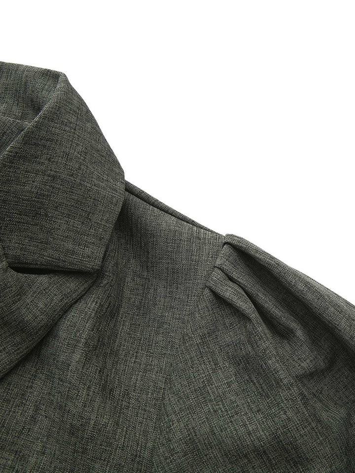 1940s Notched Collar Lantern Sleeve Button Dress - vintage dress, retro fashion