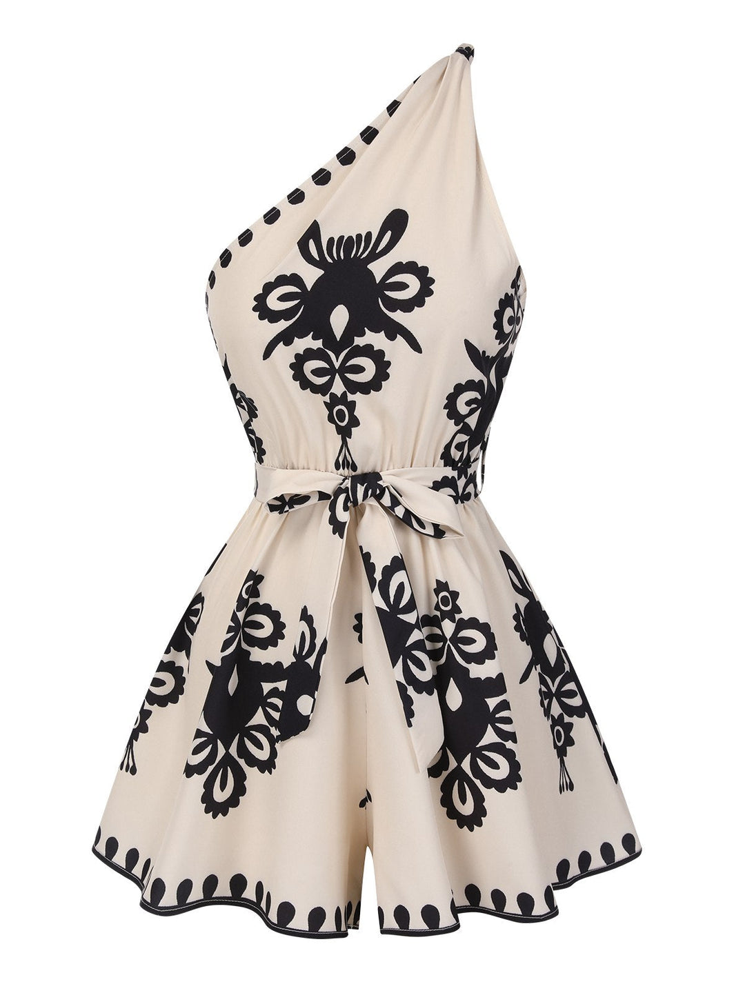 1940s Oblique Neck Tribal Printed | 1940s | vintage romper, retro jumpsuit