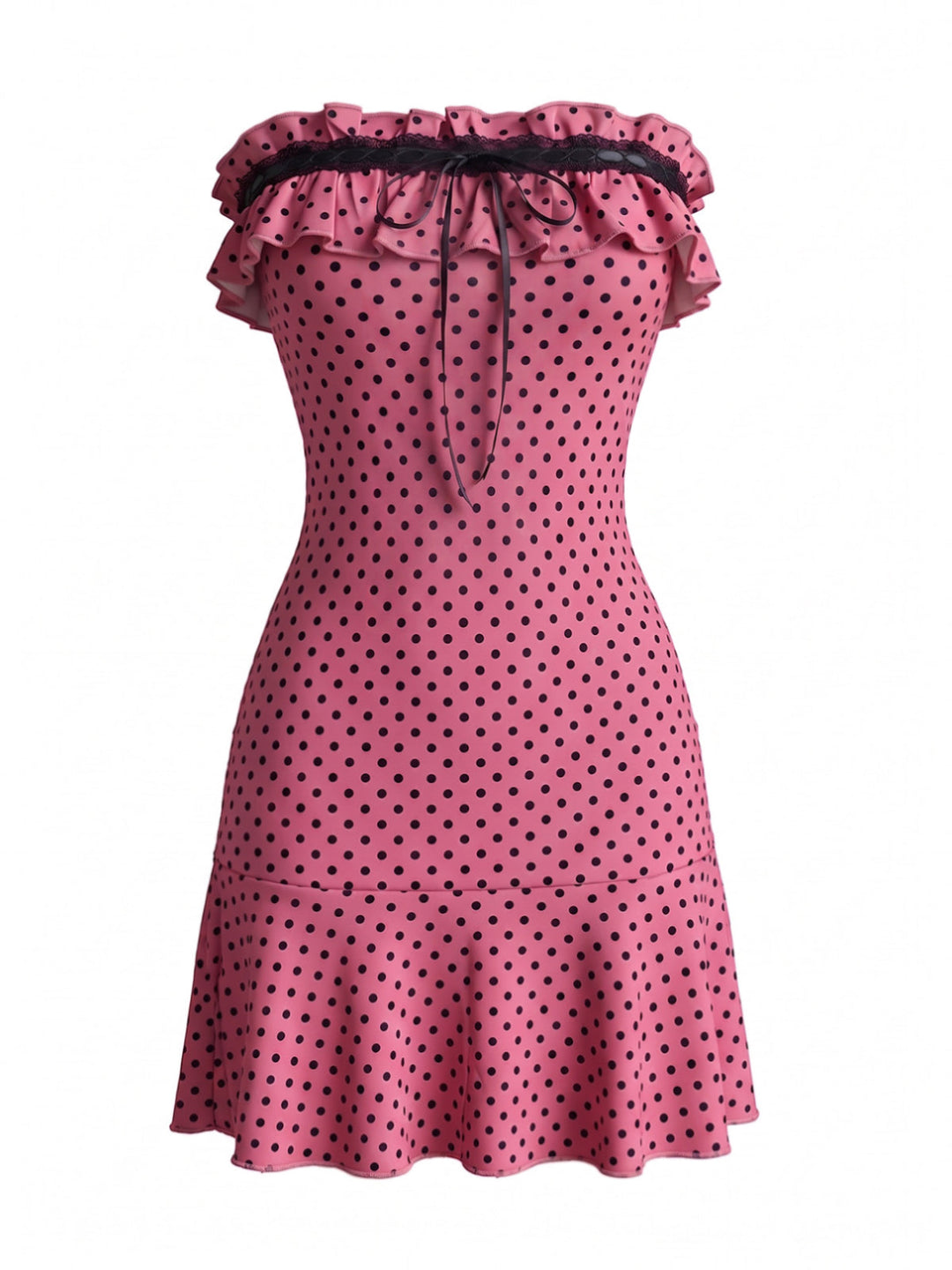1940s-Polka-Dot-Bandeau-Ruffle-Dress, vintage, retro, dress