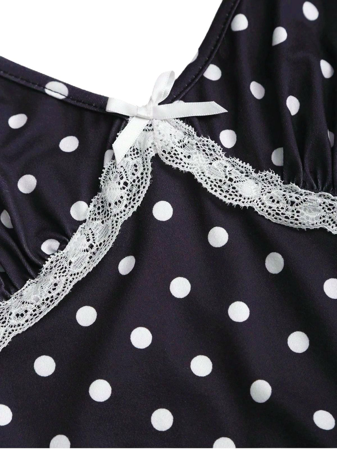 1940s Polka Dot Lace Trim Strap Jumpsuit - vintage jumpsuit, retro fashion