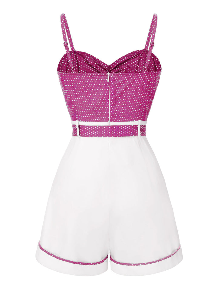 1940s Polka Dot Patchwork Suspender Romper — 1940s vintage charm for her modern wardrobe