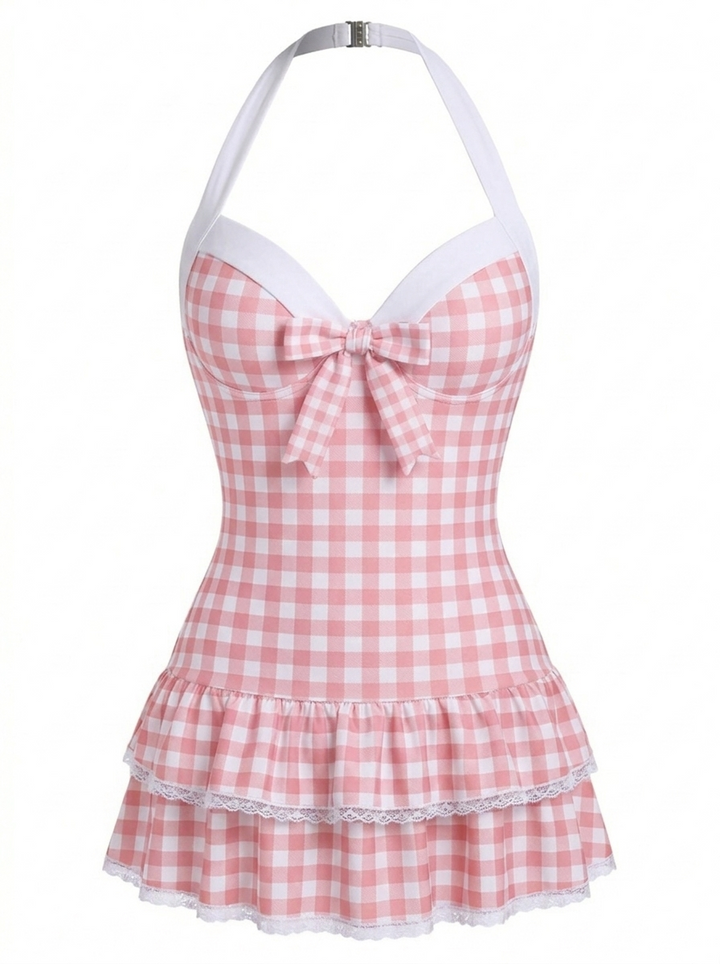 Halter Polka Dots Bow One-Piece Swimsuit — poolside glamour meets sun-drenched confidence