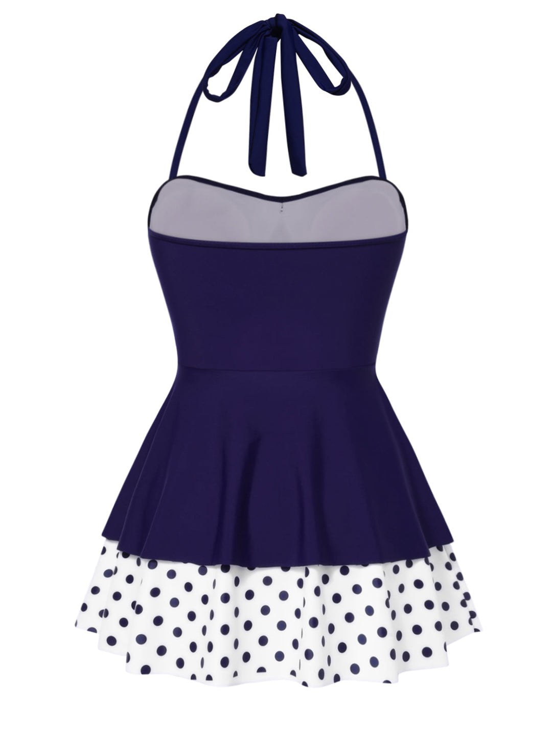 Polka Dots Patchwork Halter Swimdress: beautiful vintage dress, retro fashion, elegant style with timeless appeal