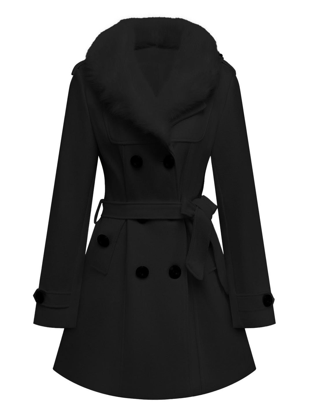 1940s Removable Faux-Fur Collar Buttons Coat - vintage fashion, style