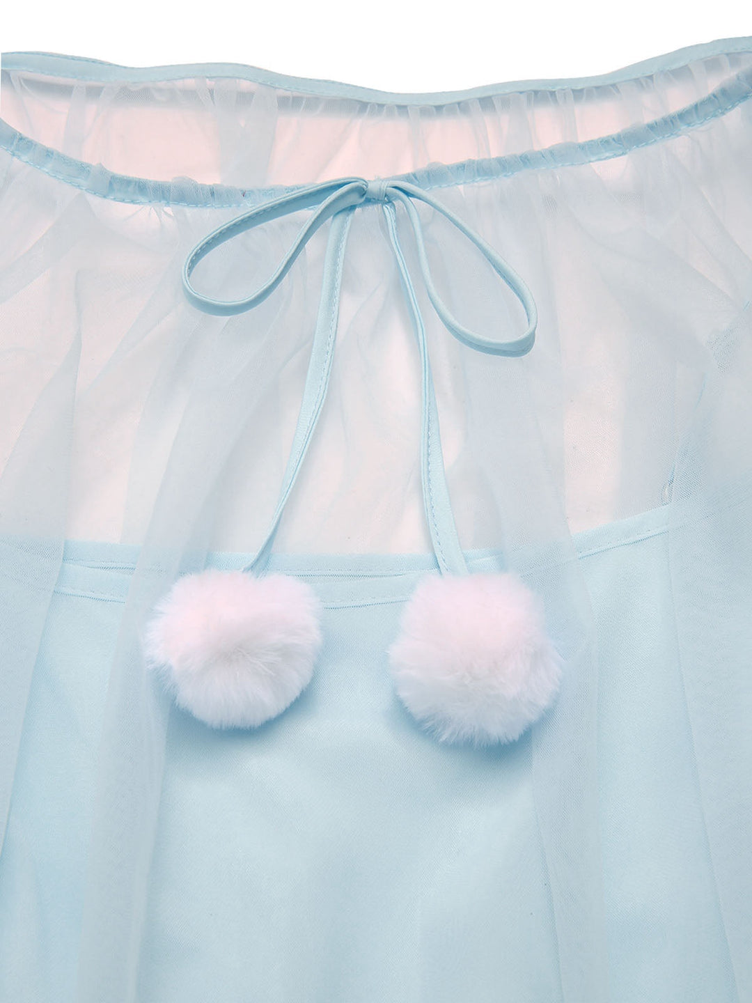 1940s Ruffle Sleeve Plush Trim Tulle Nightgown | vintage lingerie, nightgown, elegant sleepwear - perfect for fashion enthusiasts