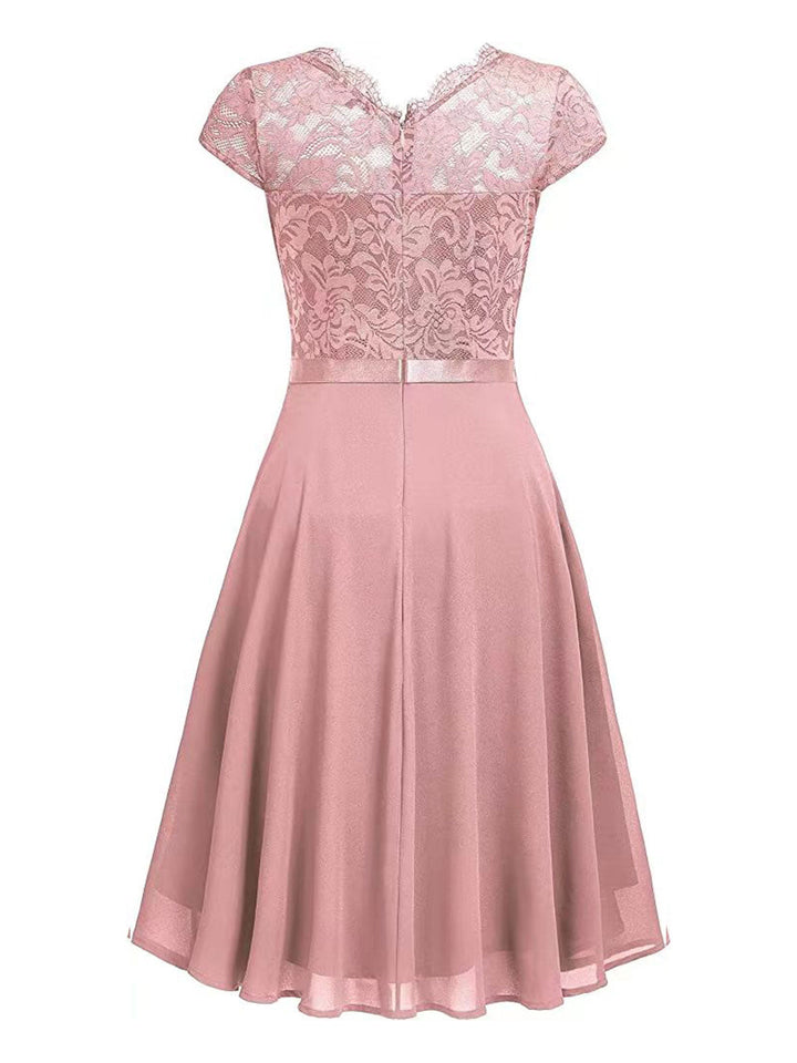 1940s Ruffles Lace Floral Solid Dress — vintage elegance for the modern woman
