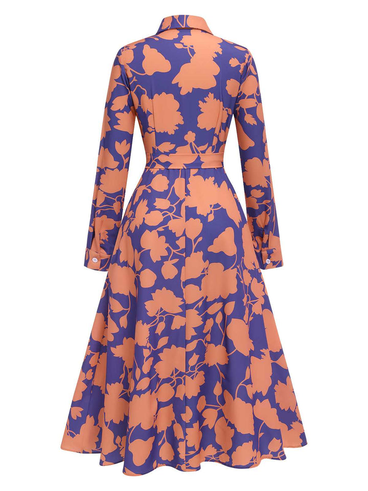 This 1940s Shirt Neck Floral Belted Dress wraps her in 1940s elegance, one twirl at a time