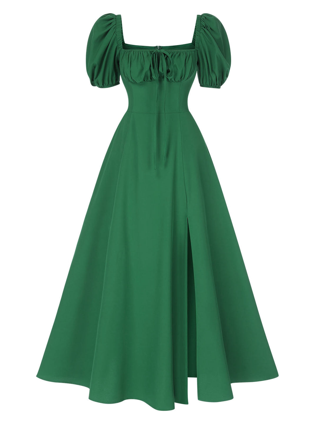 1940s Side Slit Puff Sleeve Square Neck Dress, vintage dress, retro fashion - perfect for women who love vintage and retro fashion