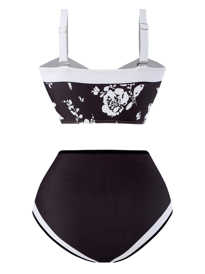 1940s Silhouette Plants Wide Straps Bikini: 1940s Riviera elegance, reimagined for her