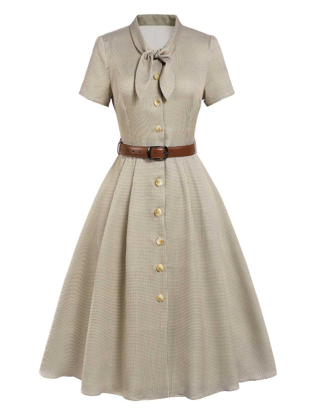 1940s Small Windowpane Plaid Dress: where 1940s romance meets her modern spirit