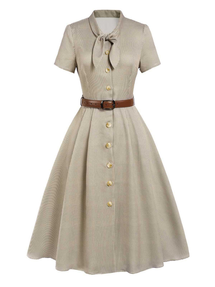 1940s Small Windowpane Plaid Dress: where 1940s romance meets her modern spirit