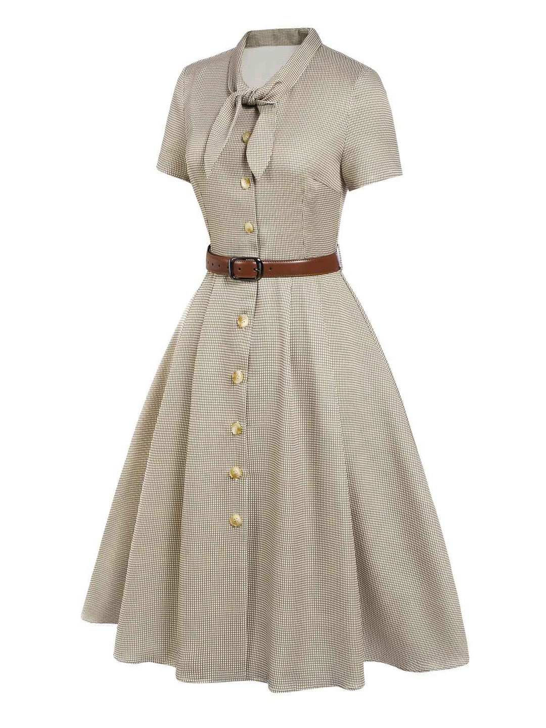 This 1940s Small Windowpane Plaid Dress wraps her in 1940s elegance, one twirl at a time