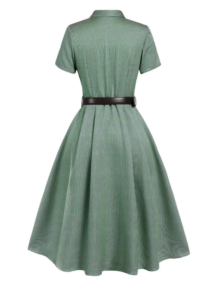 1940s Small Windowpane Plaid Dress — the kind of 1940s dress that makes strangers smile
