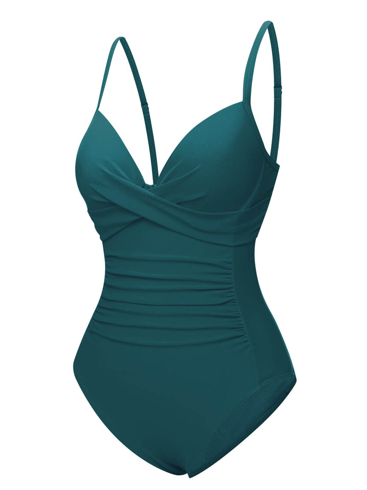 1940s Solid Bandage One-Piece Swimsuit, vintage swimsuit, pin-up swimwear - perfect for women who love vintage and retro fashion