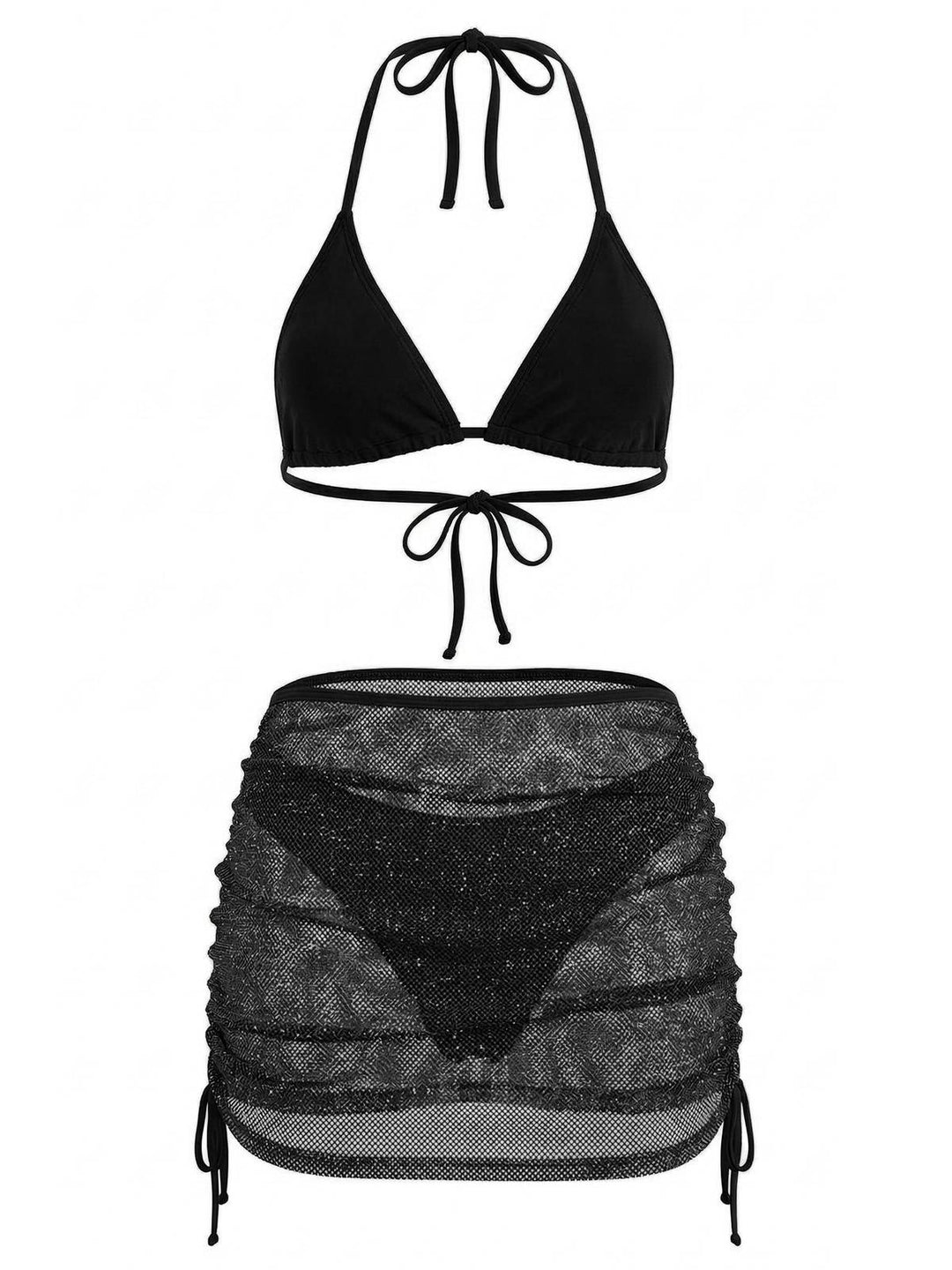 1940s Solid Halter Bikini Set &amp; Crochet Cover-Up: beautiful vintage swimwear, retro swimsuit, pin-up style with timeless appeal