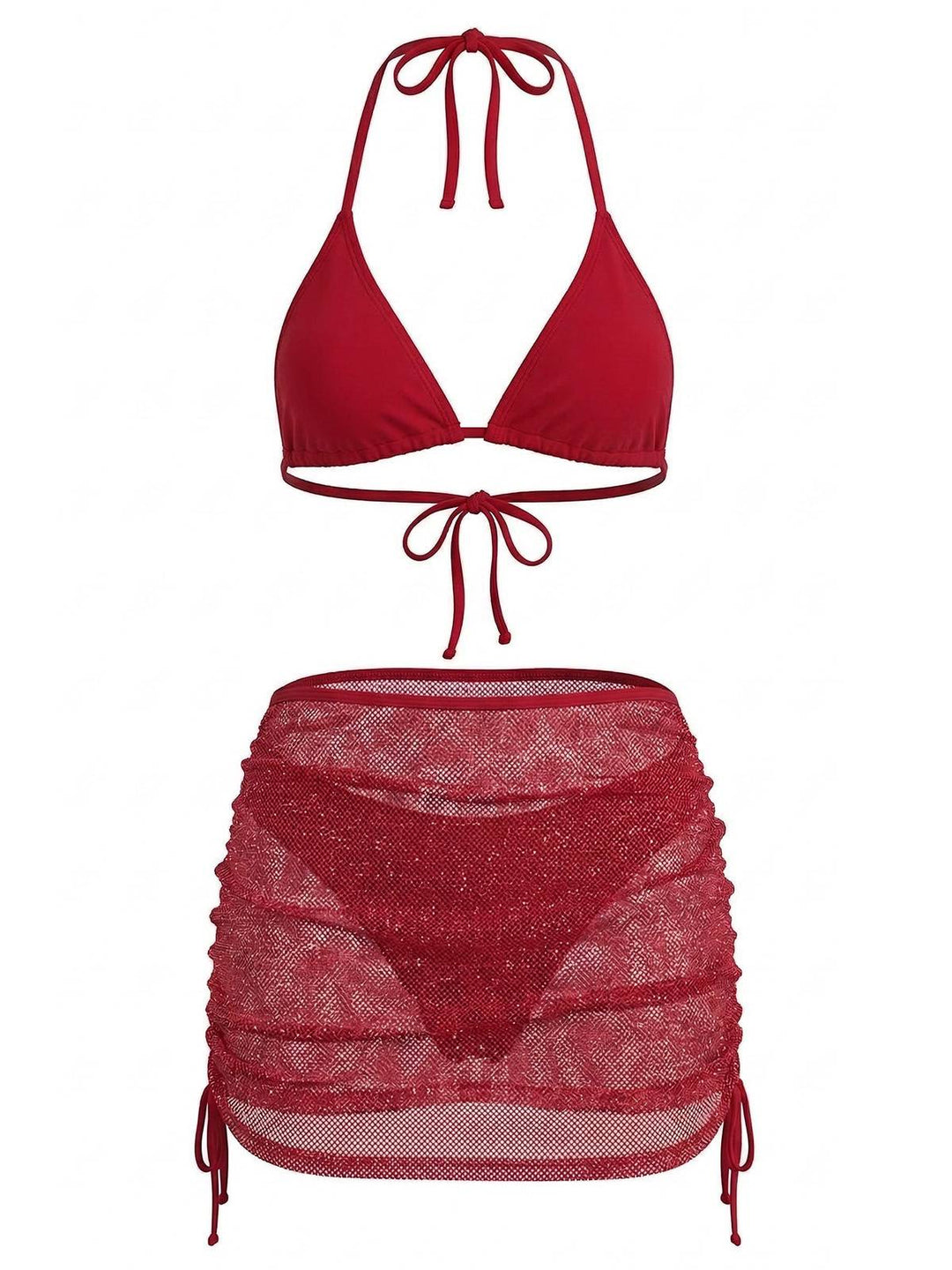 1940s Solid Halter Bikini Set &amp; Crochet Cover-Up: beautiful vintage swimwear, retro swimsuit, pin-up style with timeless appeal