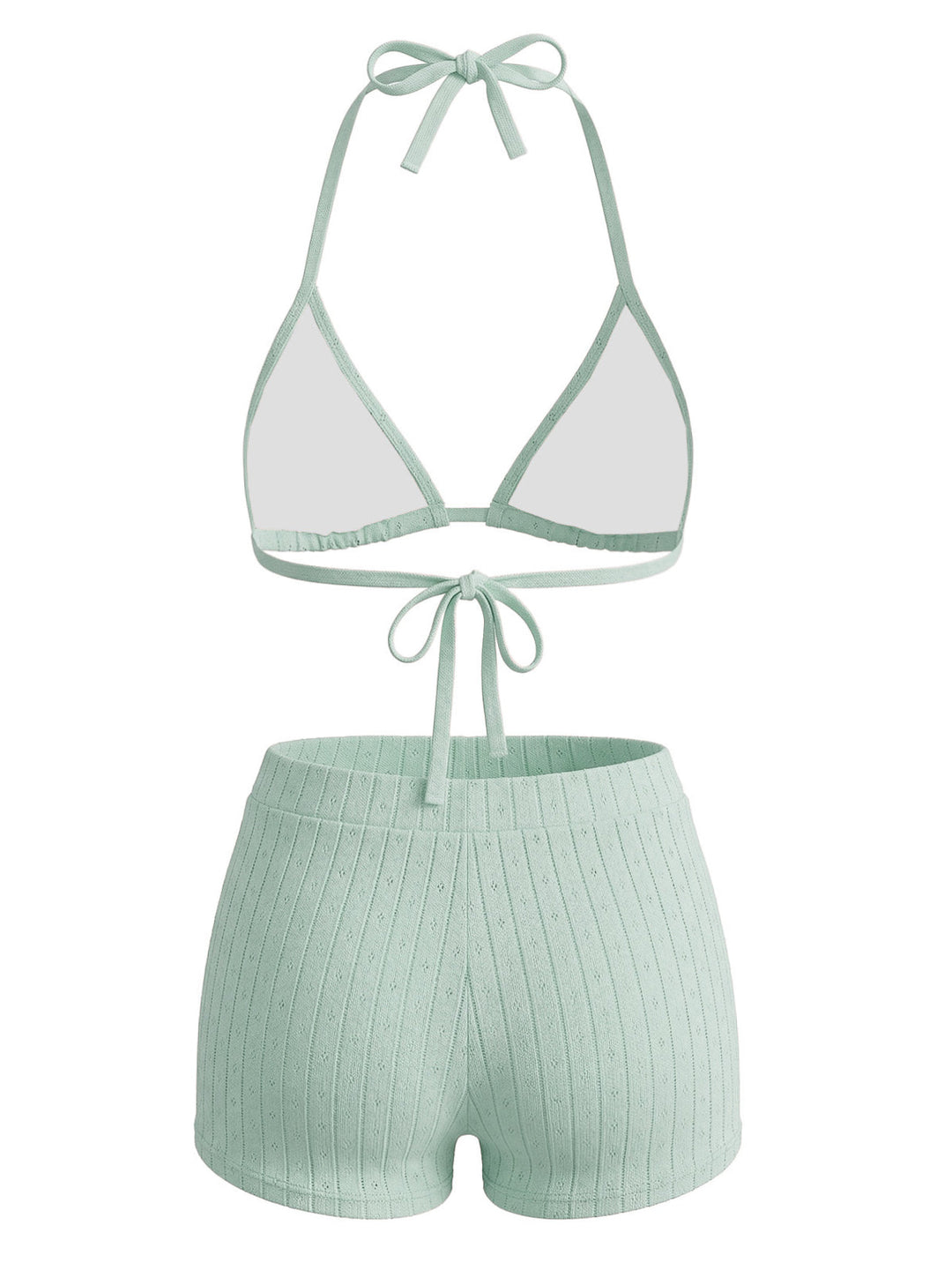 Halter Triangle Textured Bikini Set 4