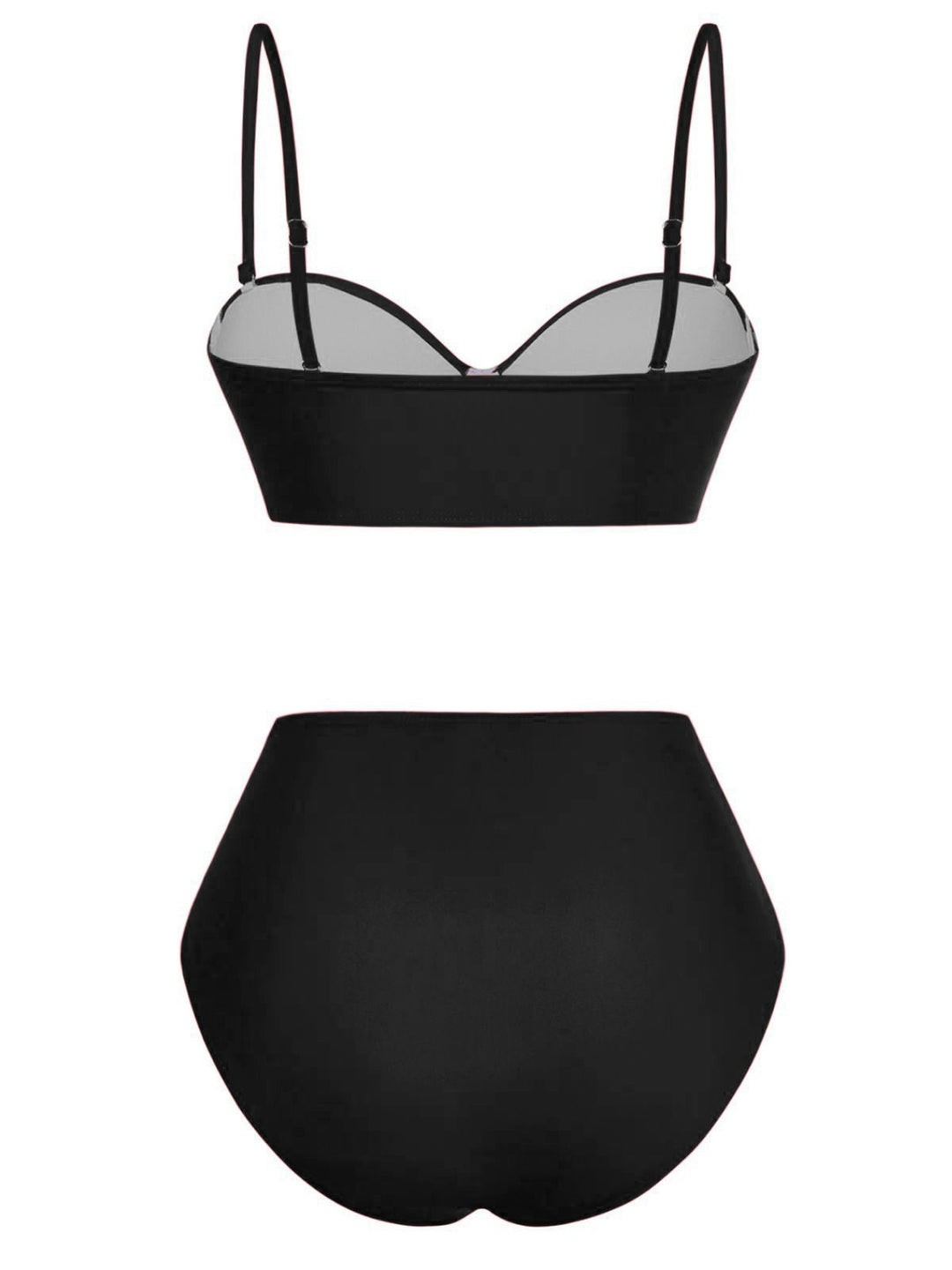 1940s Solid High-Waisted Ruched Bikini Set - vintage fashion, retro style