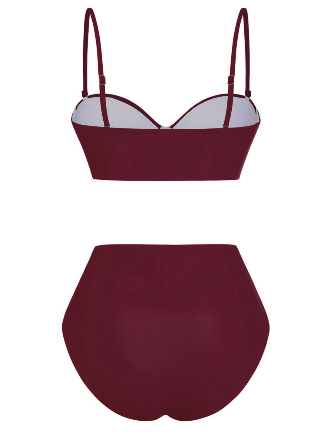 1940s Solid High-Waisted Ruched Bikini Set - vintage fashion, retro style