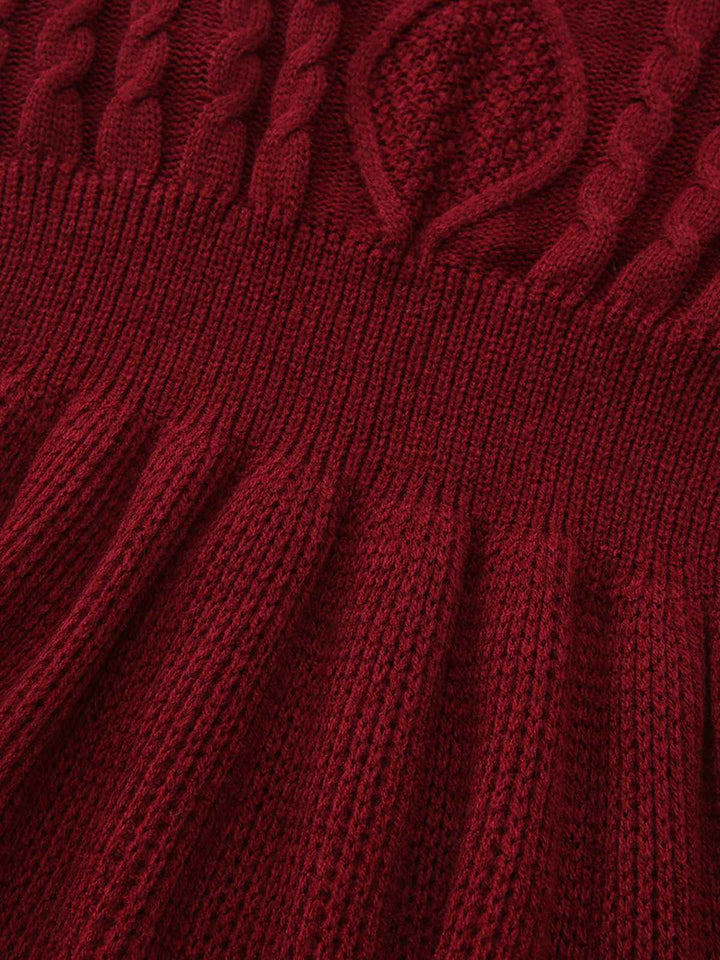 1940s Solid Knitted Lantern Sleeve Sweater Dress - vintage dress, retro fashion