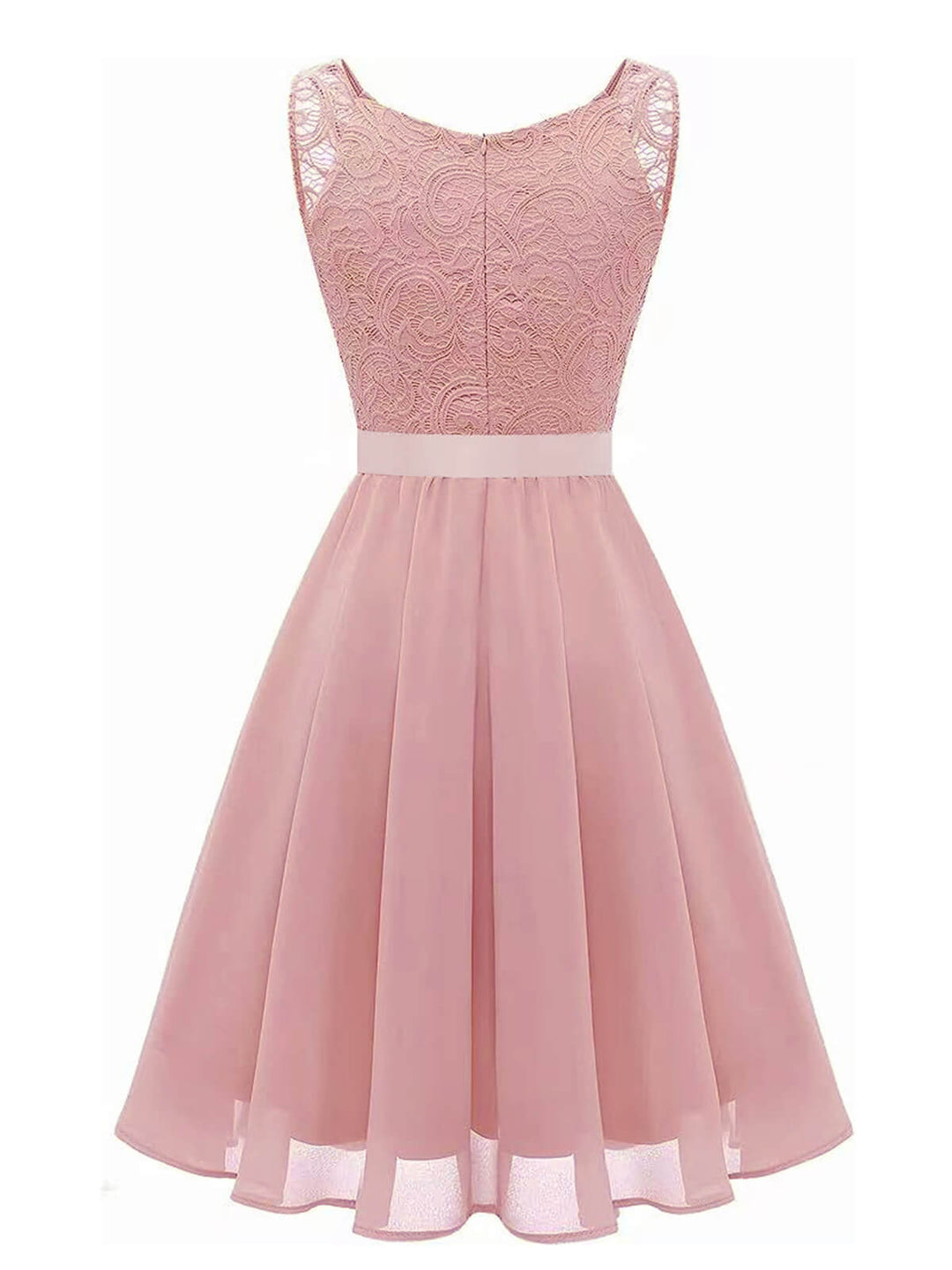 She slips into this 1940s Solid Lace Chiffon Patchwork Dress and suddenly it&