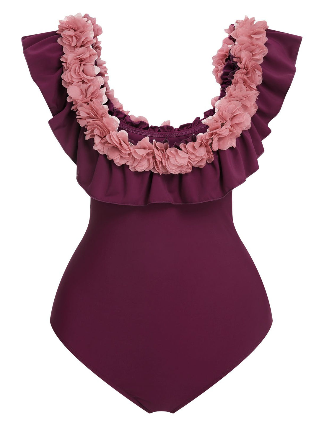 1940s Solid Petal Patchwork One Shoulder Swimsuit, vintage swimsuit, pin-up swimwear - perfect for women who love vintage and retro fashion