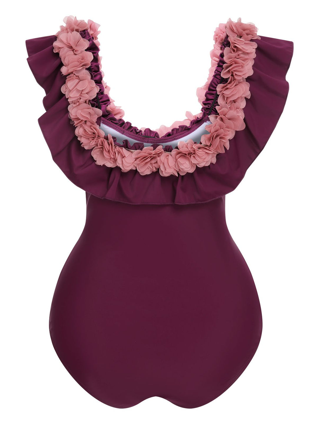 1940s Solid Petal Patchwork One Shoulder Swimsuit, vintage swimsuit, pin-up swimwear - perfect for women who love vintage and retro fashion