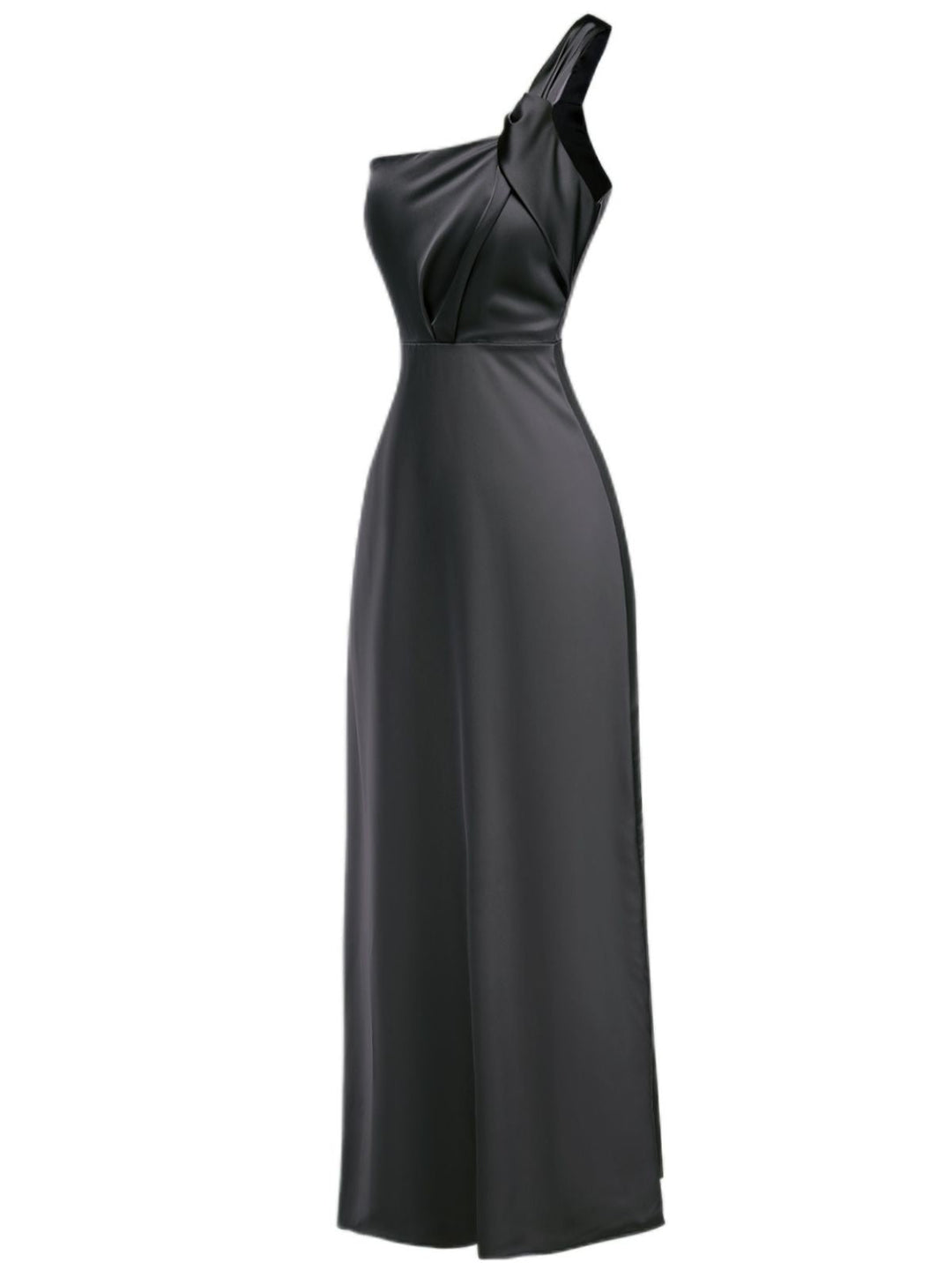 1940s Solid Satin One-Shoulder Dress - vintage dress, retro fashion
