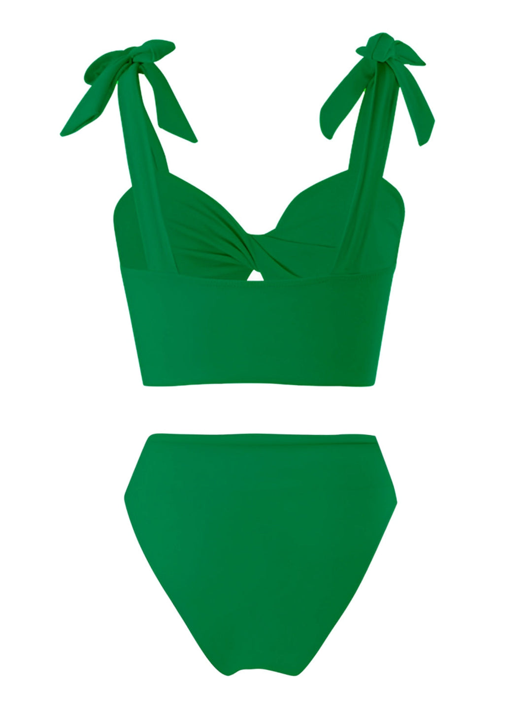 1940s Solid Shoulder Tie Hollow Swimsuit &amp; Cove-Up — 1940s poolside glamour meets sun-drenched confidence