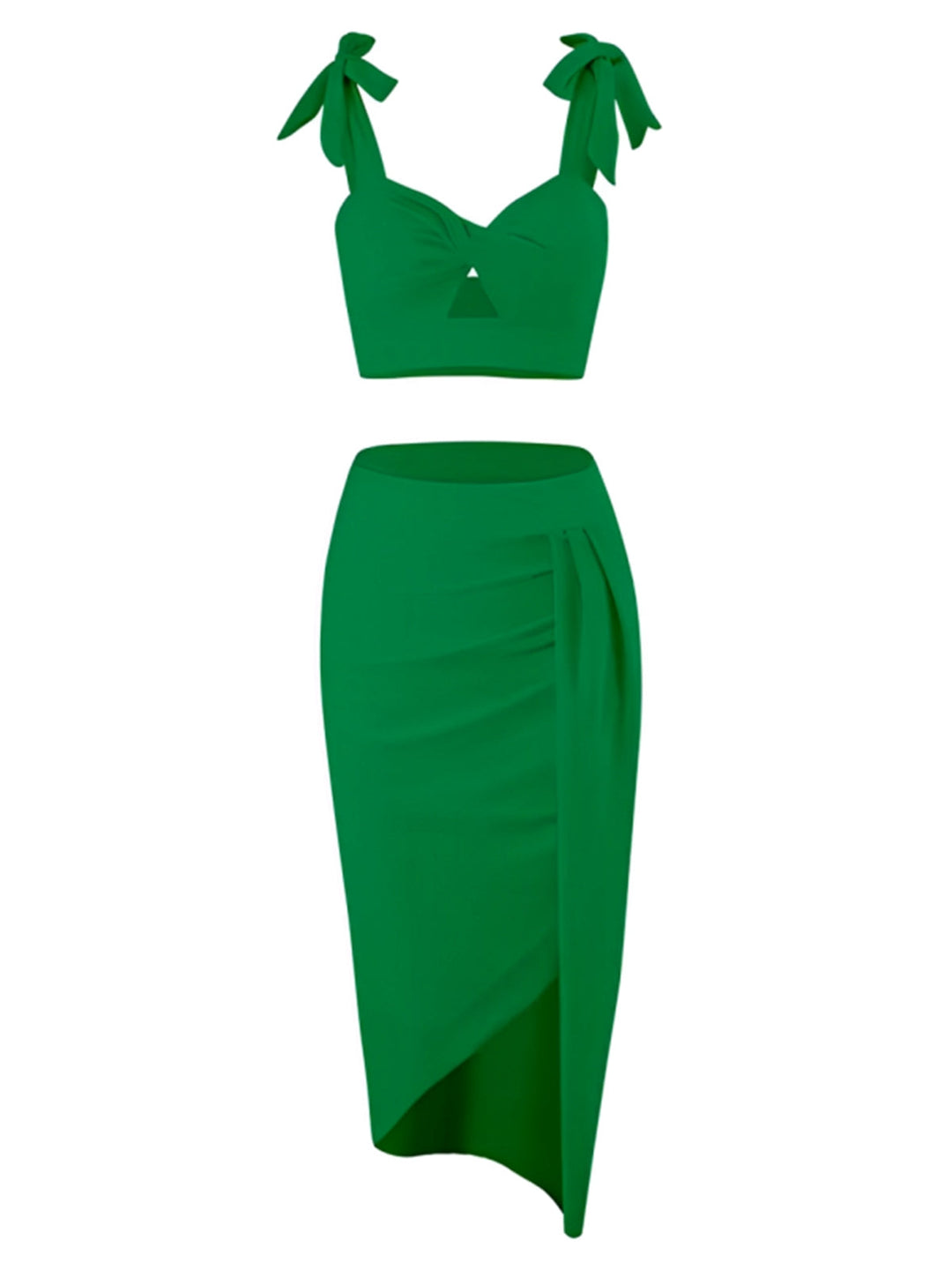 This 1940s Solid Shoulder Tie Hollow Swimsuit &amp; Cove-Up carries 1940s vacation dreams in every stitch