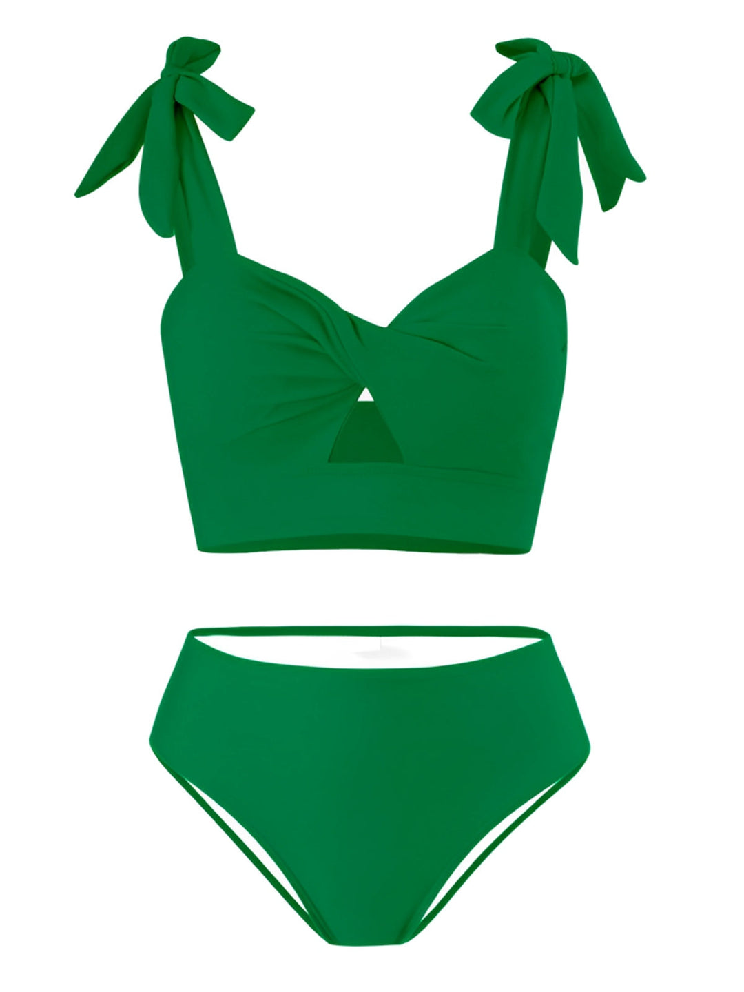 1940s Solid Shoulder Tie Hollow Swimsuit &amp; Cove-Up — because 1940s glamour never goes out of style