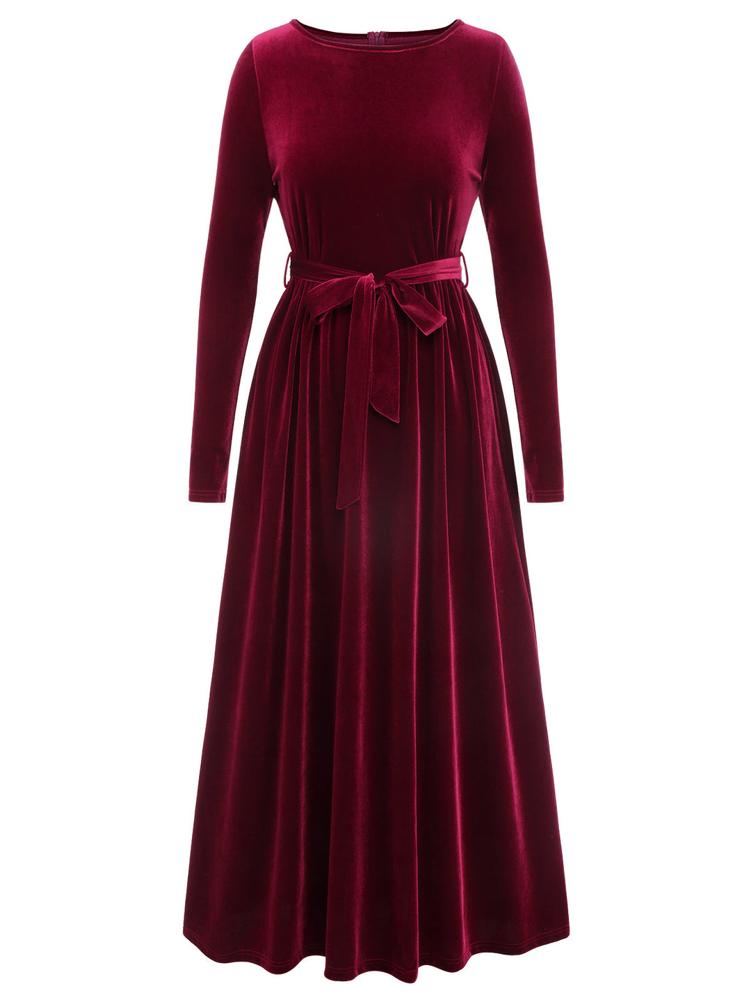 1940s Solid Velvet Belt Long Dress — vintage elegance for the modern woman
