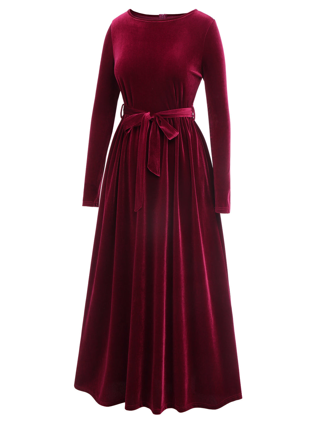 1940s Solid Velvet Belt Long Dress: timeless style reimagined