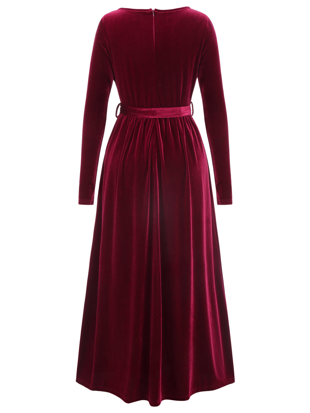 1940s Solid Velvet Belt Long Dress — vintage elegance for the modern woman