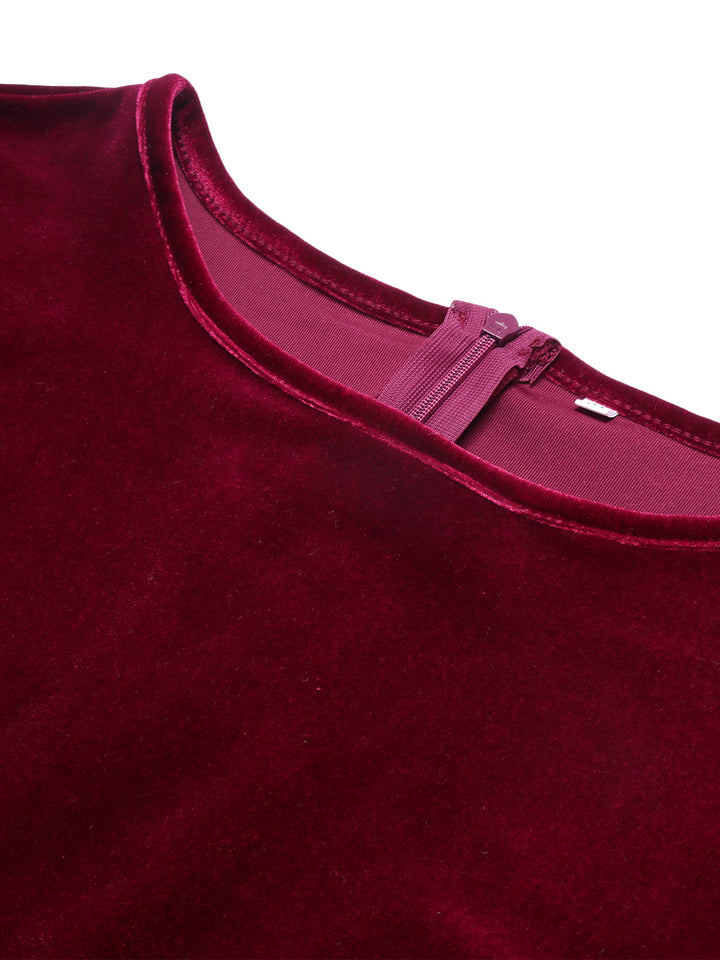 1940s Solid Velvet Belt Long Dress: timeless style reimagined