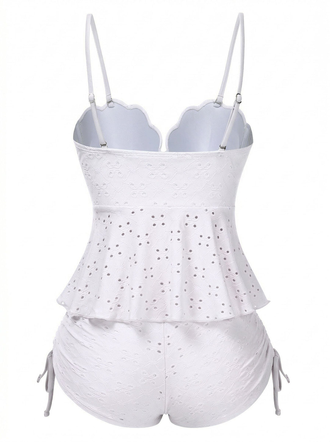 1940s Spaghetti Strap Eyelet Shell Tankini Set - vintage fashion, retro style