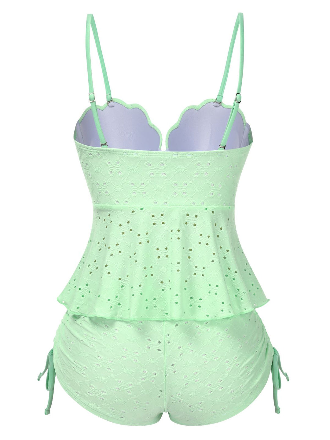 1940s Spaghetti Strap Eyelet Shell Tankini Set - vintage fashion, retro style