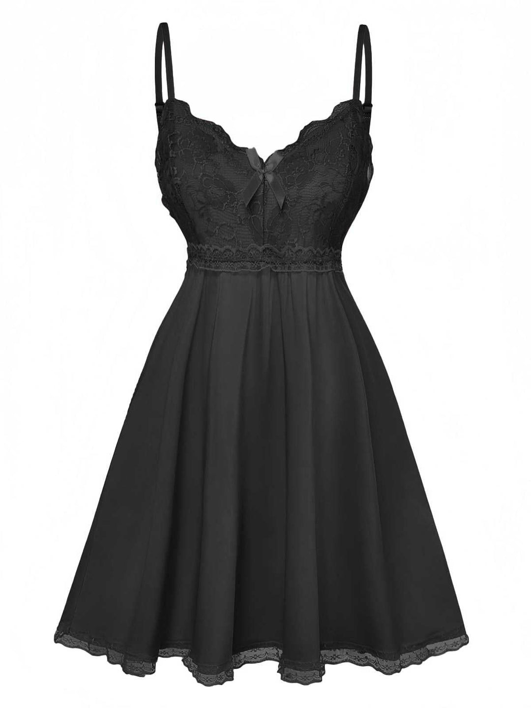 Spaghetti Strap Lace Bow Nightgown - vintage nightgown, retro sleepwear