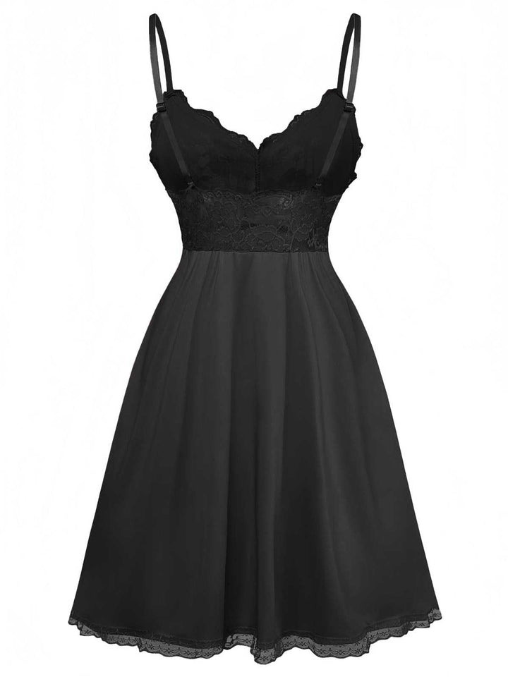 Spaghetti Strap Lace Bow Nightgown - vintage nightgown, retro sleepwear