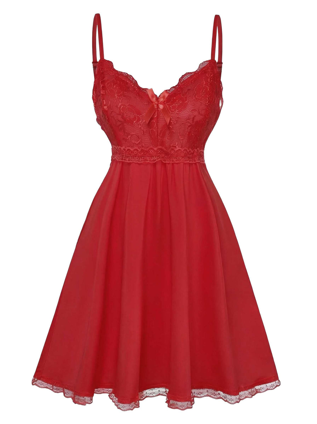 Spaghetti Strap Lace Bow Nightgown - vintage nightgown, retro sleepwear