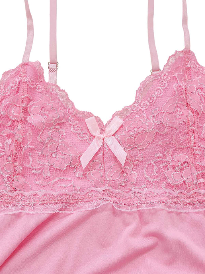 Spaghetti Strap Lace Bow Nightgown - vintage nightgown, retro sleepwear