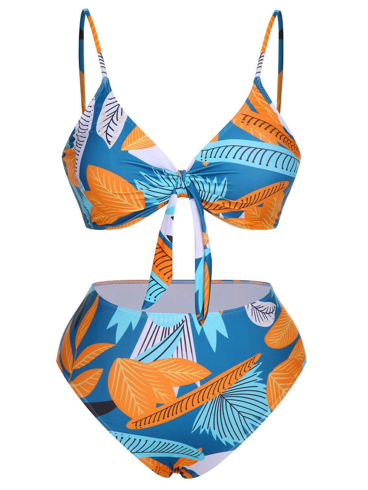 1940s Spaghetti Strap Print Swimsuit &amp; Cover-Up: 1940s Riviera elegance, reimagined for her